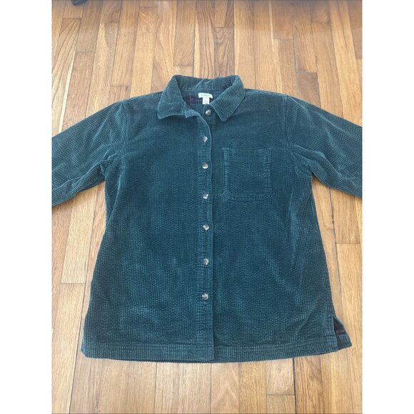LL Bean Corduroy Shirt Button Down Green Women’s Pocket Size S - Picture 2 of 5